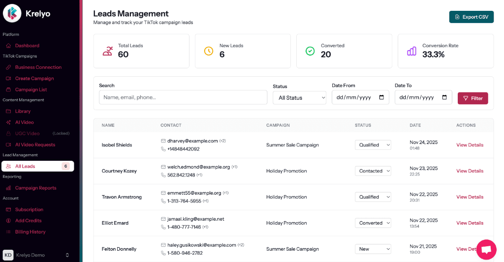 Lead Generation Interface